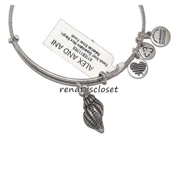 Alex and Ani Starfish Conch Shell Charm Bangle Bracelet NWT/NIP - Picture 2 of 9